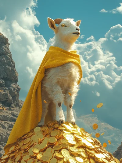 Majestic Goat on Gold Mountain