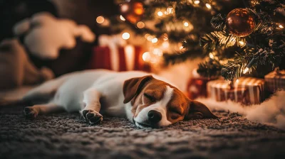 Cute Bolognese by the Christmas Tree