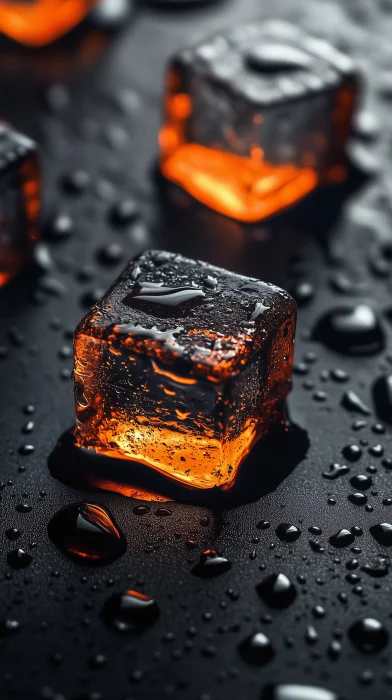 Elegant Orange and Black Ice Cubes