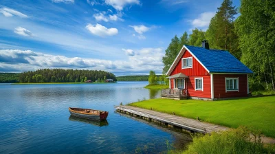 Red House by the Lake