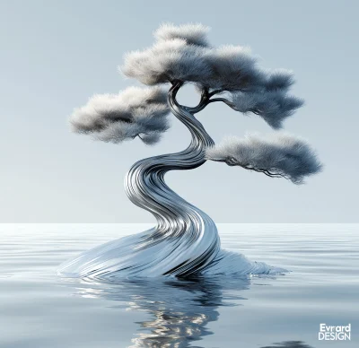 Silver Bonsai Tree on Water