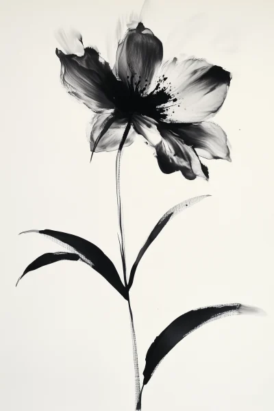 Abstract Flower Ink Painting