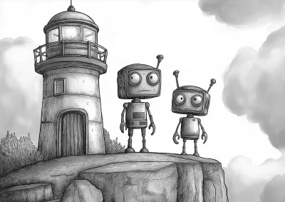 Steampunk Robot Family