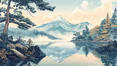 Lake and Mount Fuji