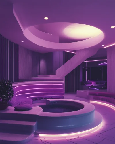 80s Futuristic Penthouse Interior