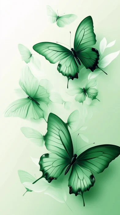 Elegant Green Butterflies Wallpaper