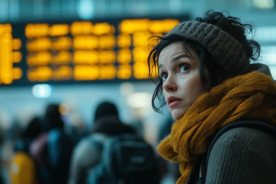 Focused Traveler at Airport