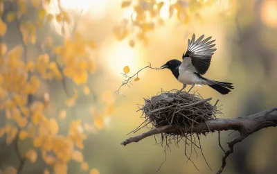 Magpie in Flight