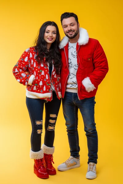 Couple in Christmas Clothes