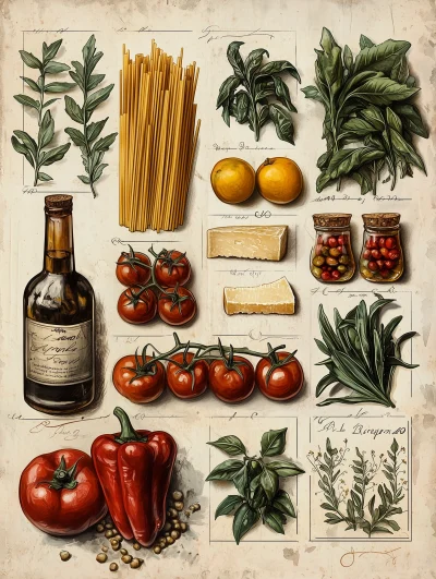 Vintage Italian Recipe Collage