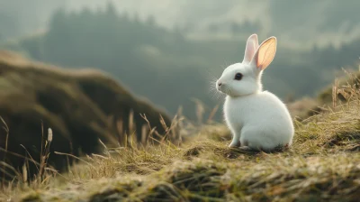 White Rabbit on Grassland