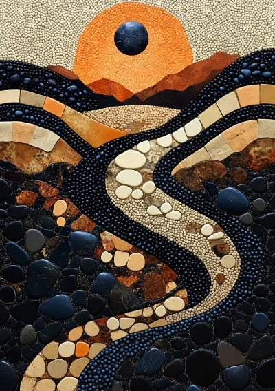 Earthy Pebble Abstract Landscape