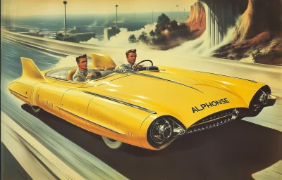 Futuristic Yellow Convertible Car