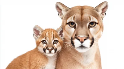 Endearing Puma and Cub