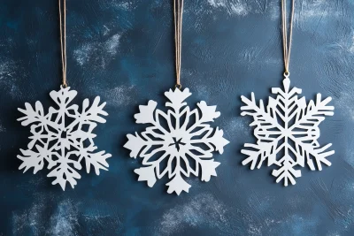 Simple Snowflake Ornaments Set Silhouette