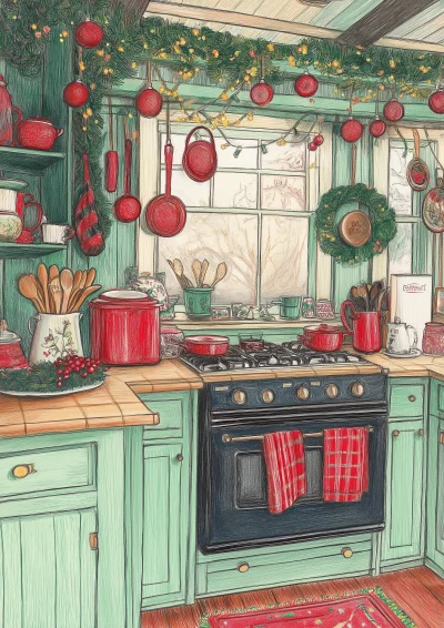 Christmas Kitchen Illustration