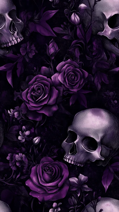 Gothic Skulls and Roses Pattern