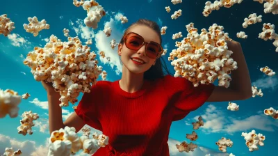 Girl Flying with Popcorn