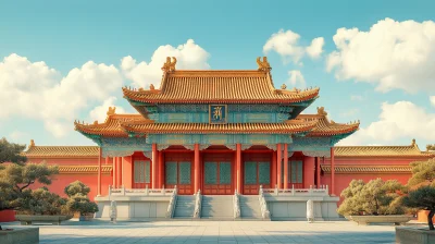 Chinese Emperor’s Palace in Wes Anderson Style