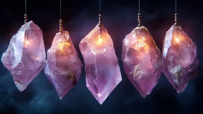 Suspended Rose Quartz Installation