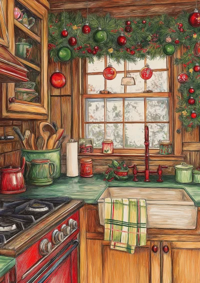 Christmas Kitchen Counter