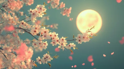 Tranquil Night with Cherry Blossoms