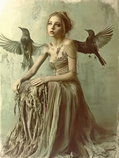 Surreal Goddess with Birds