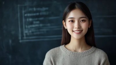 Elegant Chinese Girl in Classroom