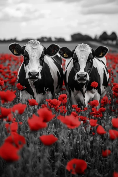 Cows in a Poppy Field