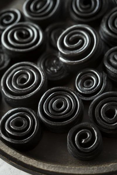 Licorice Spirals on Plate