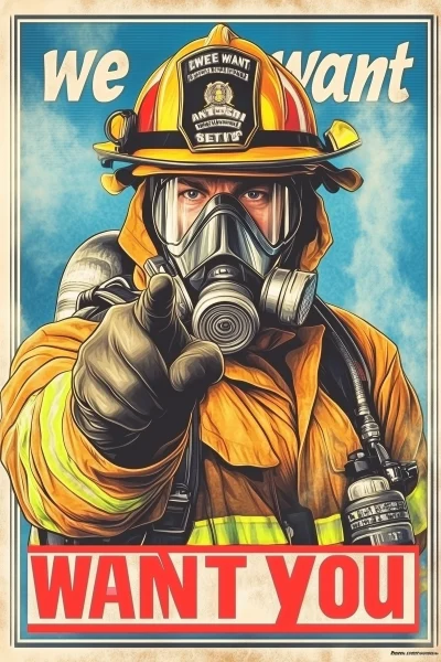 We Want You Firefighter Poster