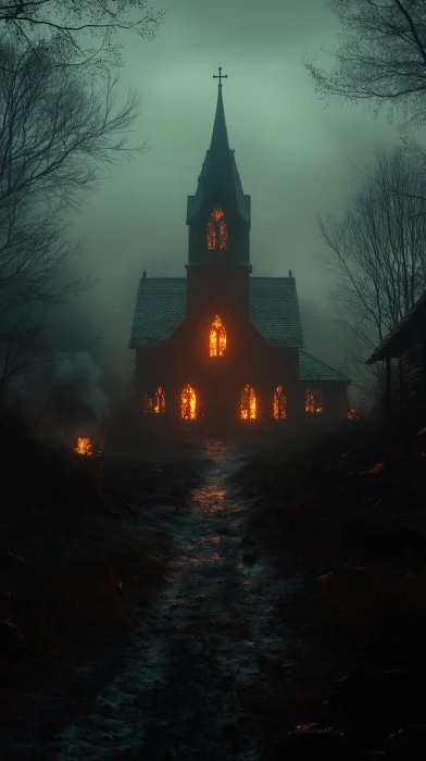 Mysterious Church on Fire