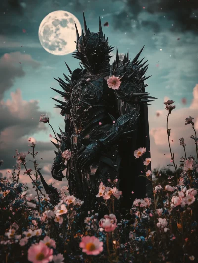 Dark Knight in Flower Field