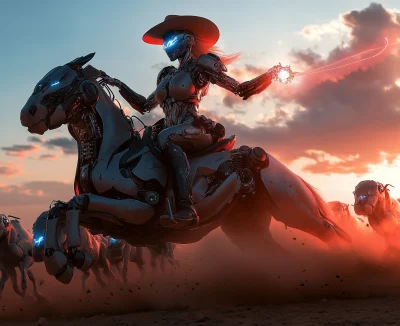 Cyborg Cowgirl on a Horse