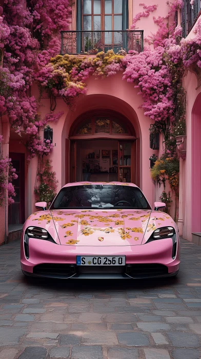 Porsche Taycan in Floral Print