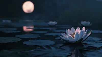 Moonlit Lotus Pond