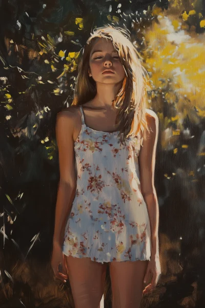 Sunlit Portrait of a Young Girl