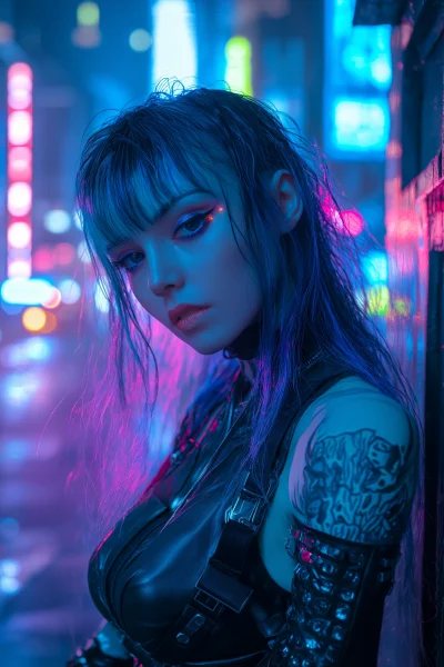 Goth Cyberpunk Woman Portrait