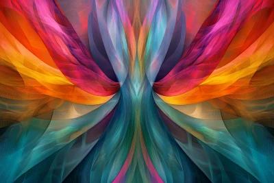 Colorful Symmetrical Abstract Fractal Wave Art