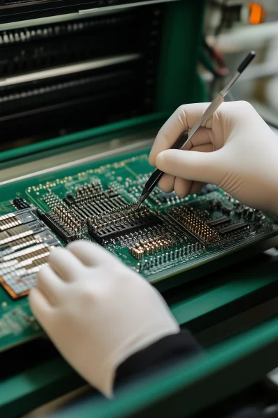 Technician Working on Circuit Board