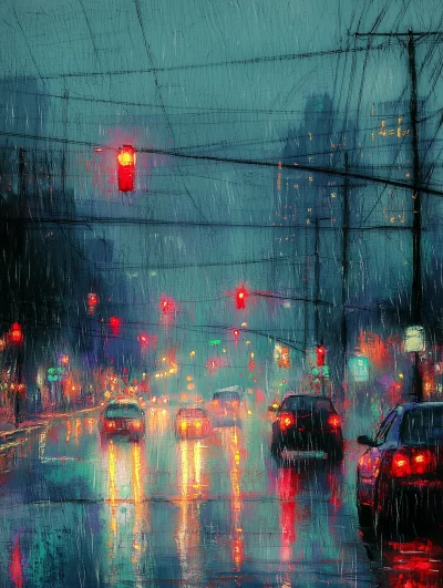 Twilight Rain Street