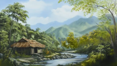 Hut in the Forest Painting