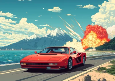 Illustration of Testarossa Driving