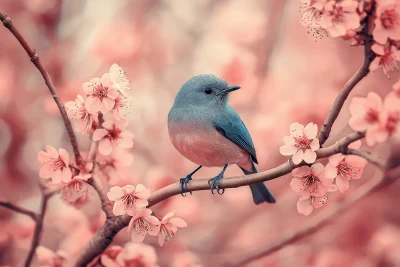 Cherry Blossoms and Blue Bird