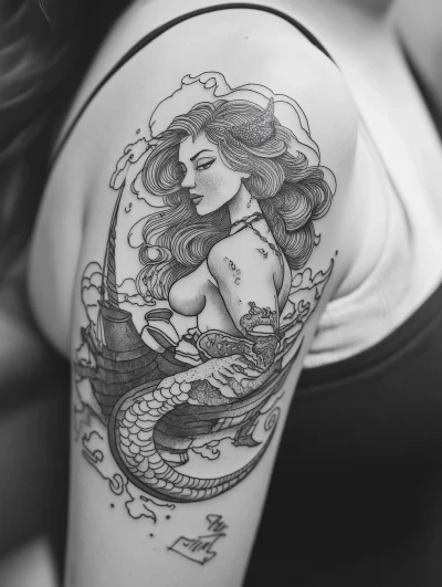 Siren Pirate Tattoo Design