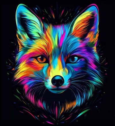 Rainbow Arctic Fox Head