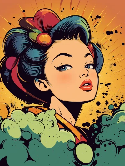 Beautiful Japanese Woman in Comic Style