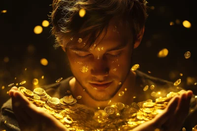 Man Surrounded by Gold