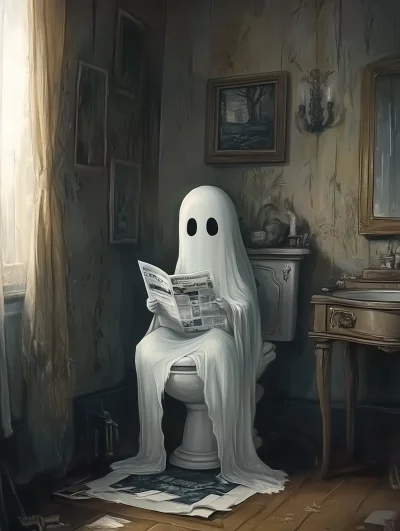 Cute Ghost in Victorian Toilet