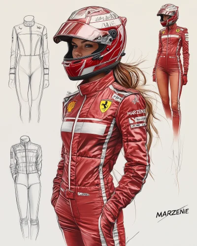 Fashion Sketches for Ferrari F1 Racesuits